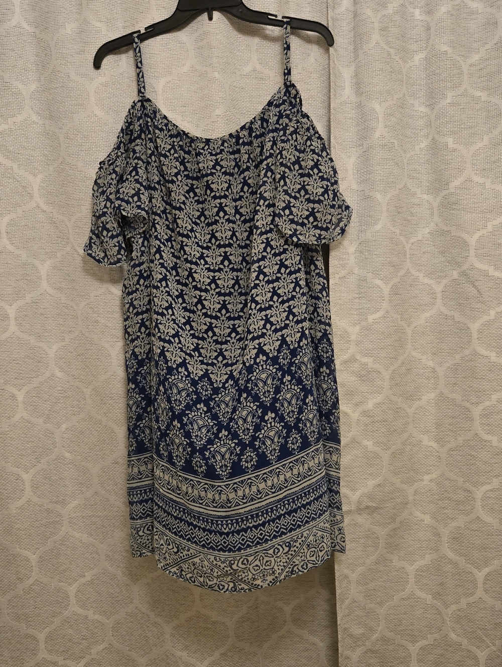 Tacera Navy and White Cold-Shoulder Mini Dress